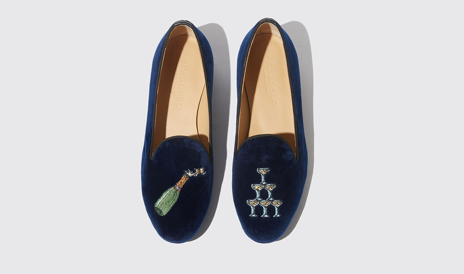 Shop Scarosso Daisy Blue Velvet - Woman Loafers & Flats Blue In Blue - Velvet