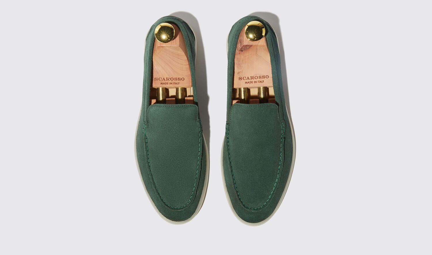 Shop Scarosso Ludovica Verde Scamosciata - Woman Loafers Green In Green - Suede Leather