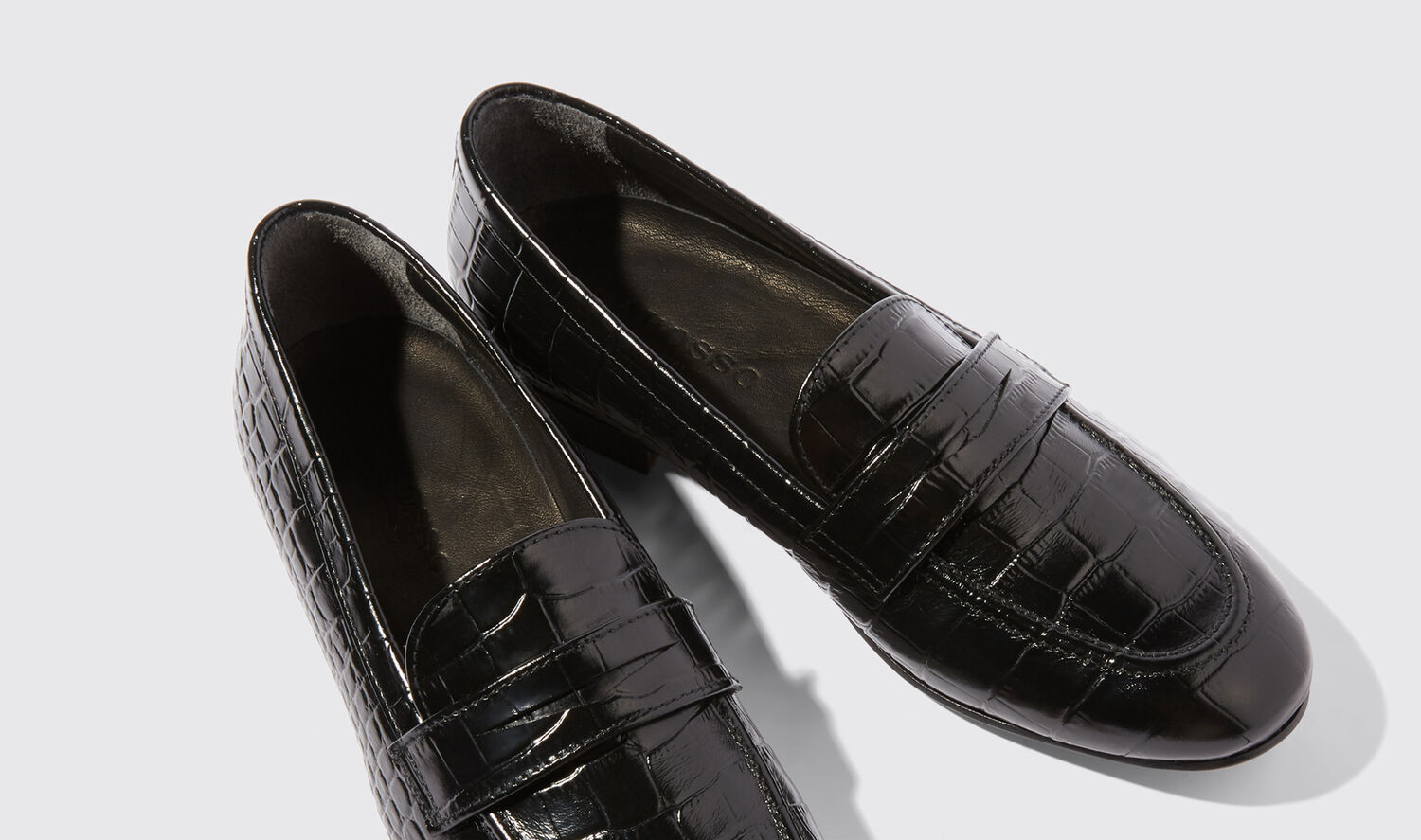 Shop Scarosso Valeria Nera Cocco - Woman Loafers & Flats Black In Black - Croco-printed Calf