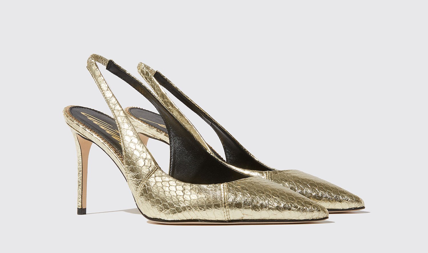 Shop Scarosso Sutton Gold Elaphe - Woman High Heels Gold In Gold - Elaphe