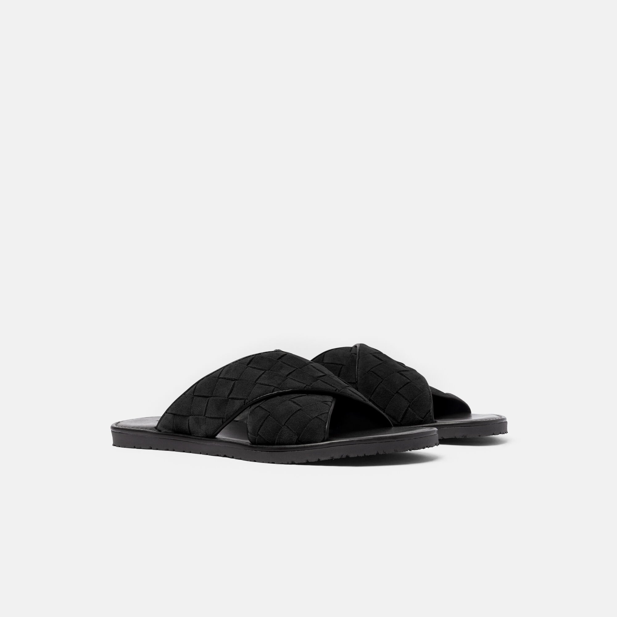 Scarosso Ettore Schwarz Veloursleder geflochten Schwarz - Veloursleder ETTORESAND