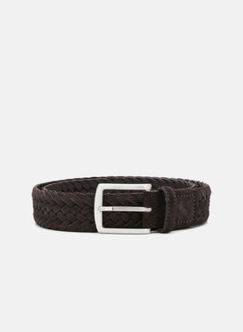 Scarosso Brown Woven Suede Belt Brown Calf CLASSICBELT