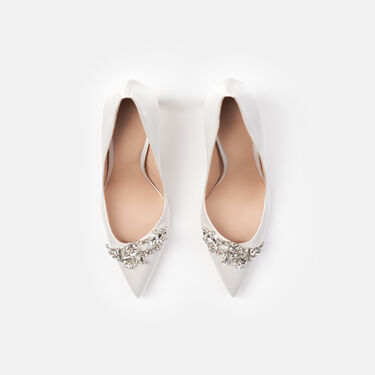 Scarosso Greta Satin Strass Blanc - Soie GRETAPUMP