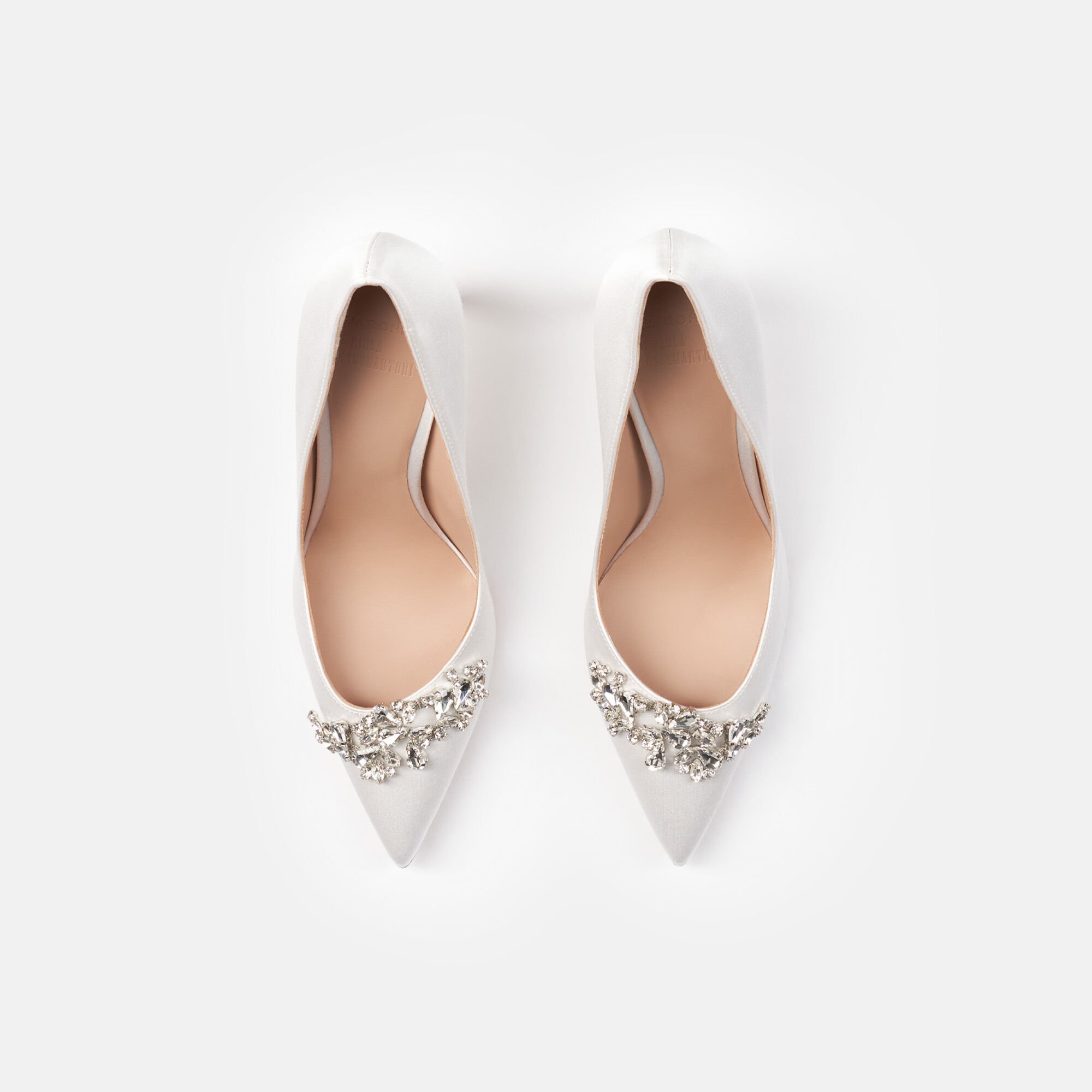 Scarosso Greta Satin Strass Blanc - Soie GRETAPUMP