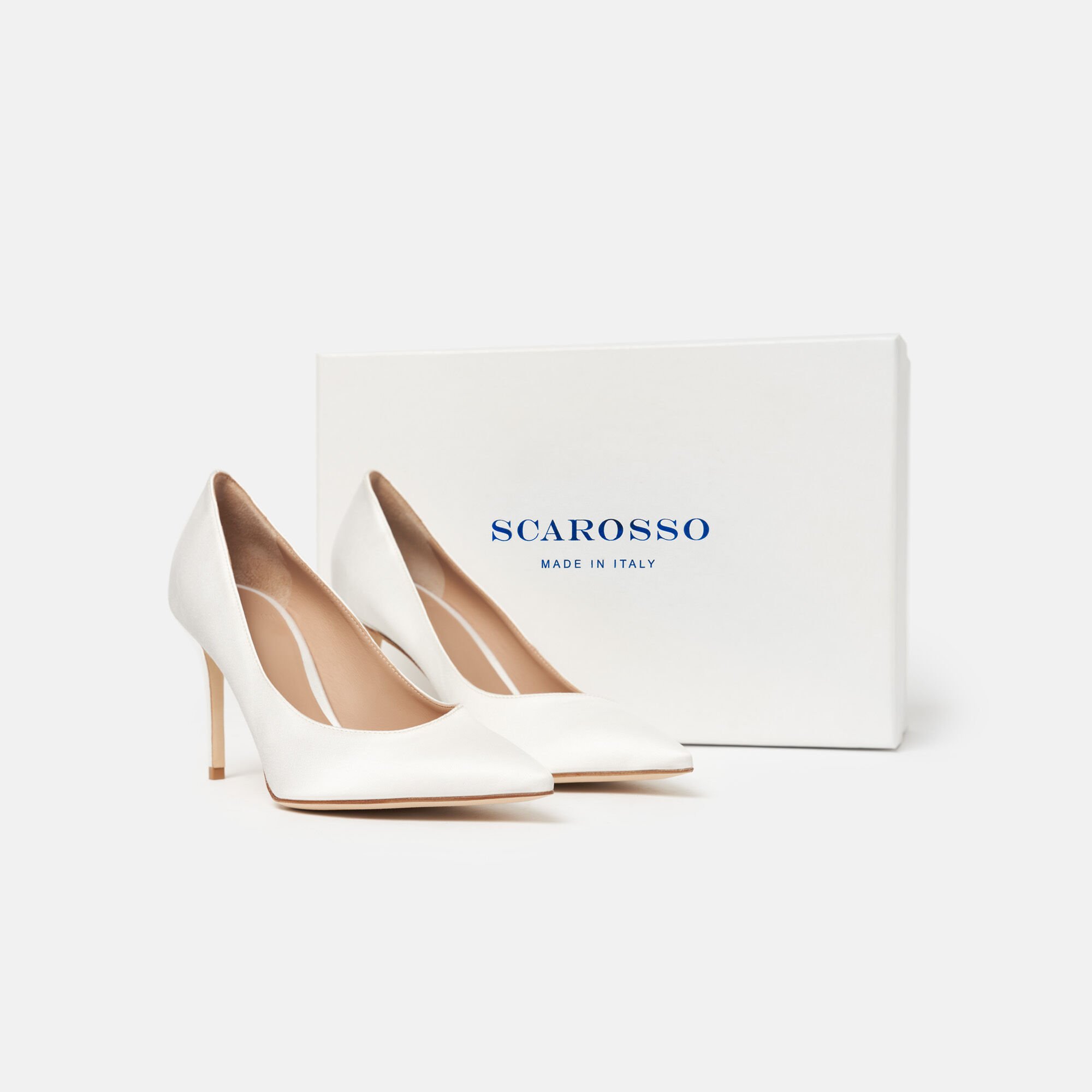 Scarosso Greta Blanc Satin Blanc - Soie GRETAPUMP