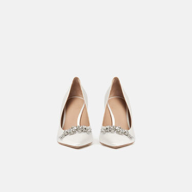Scarosso Greta Satin Strass Blanc - Soie GRETAPUMP