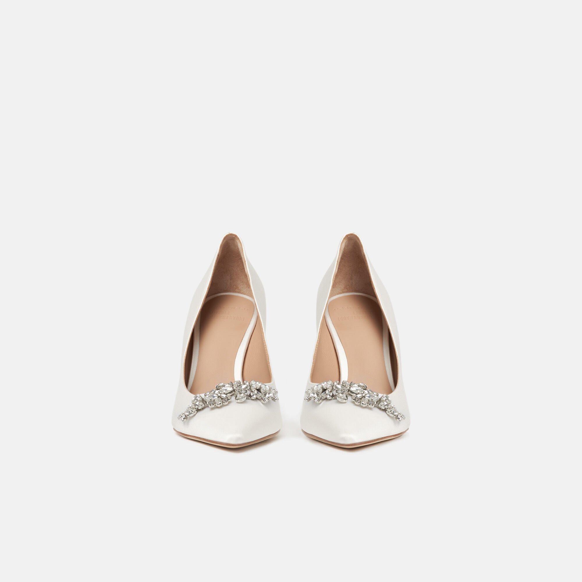 Scarosso Greta Satin Strass Blanc - Soie GRETAPUMP