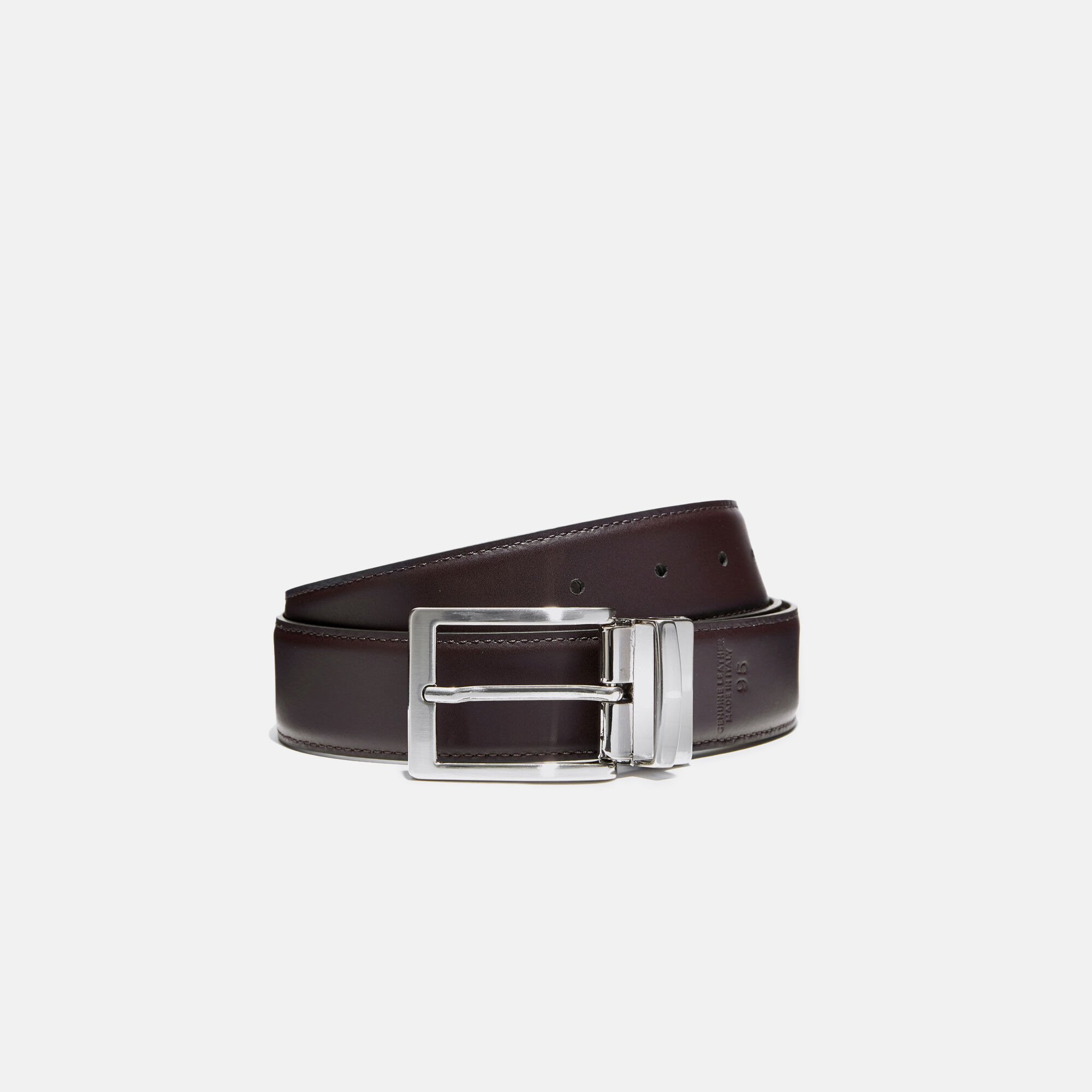 Scarosso Ceinture Réversible Lisse Noir/Marron Veau Noir REVBELT