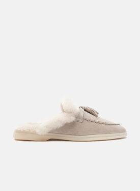 Scarosso Lucrezia Fur Sand Veloursleder Sand - Veloursleder Pelz LUCREZIAMULE