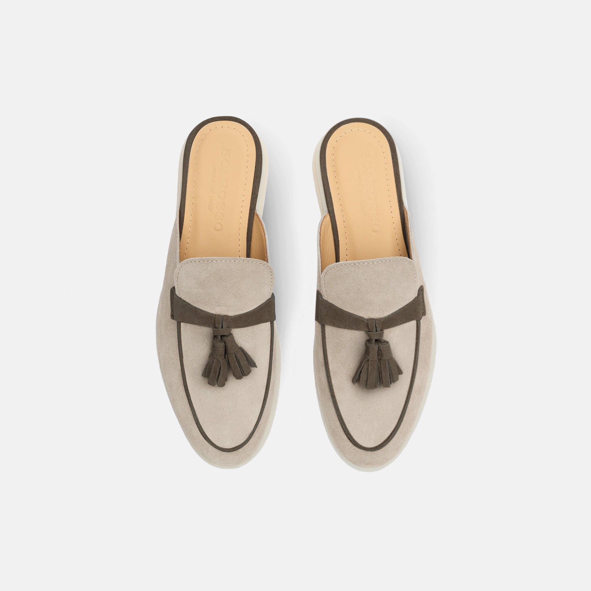 Scarosso Lucrezia Sand & Deep Taupe Veloursleder Sand & Deep Taupe - Veloursleder LUCREZIAMULE