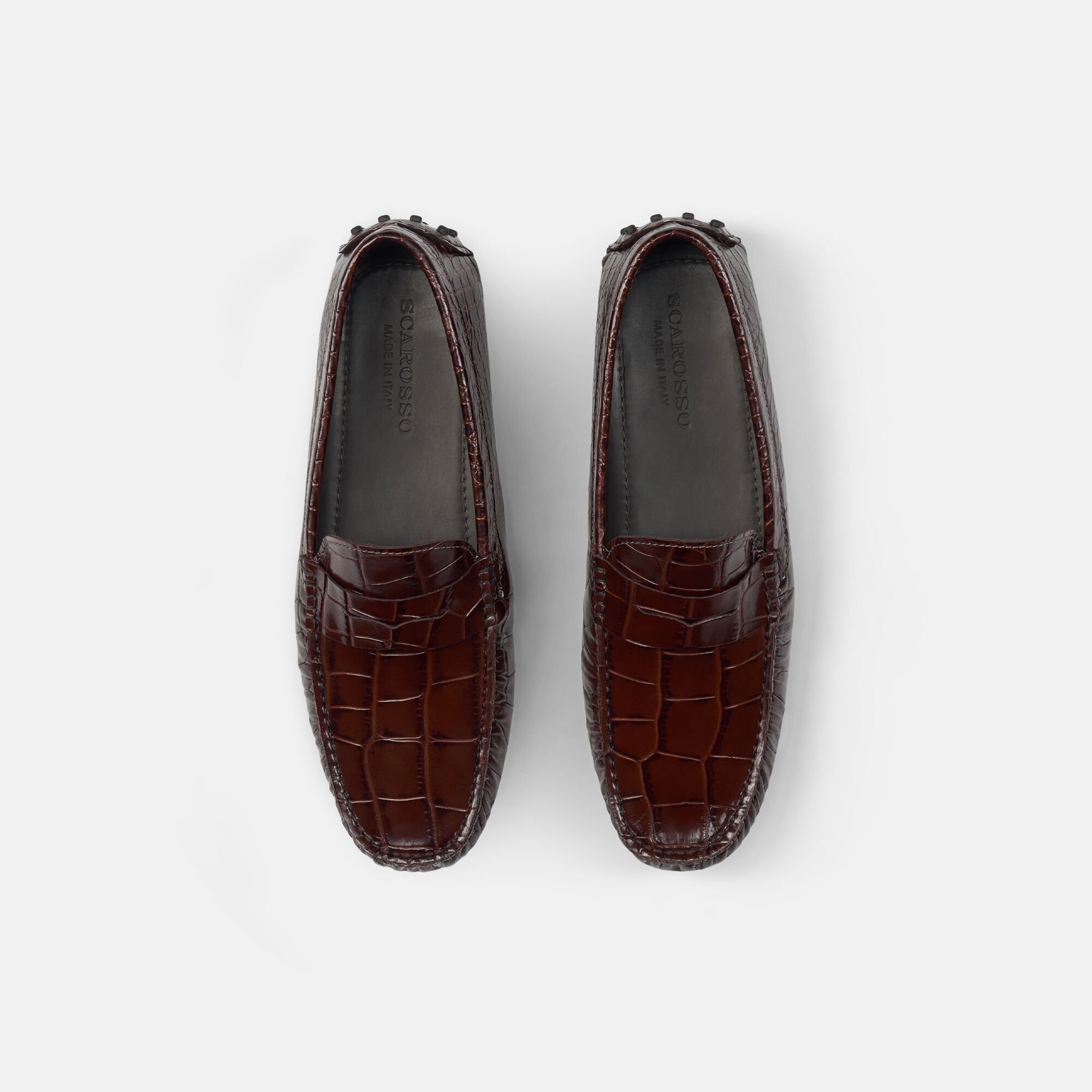 Scarosso Michael Brown Crocodile Brown - Crocodile-Print Calf MICHAELDRIV