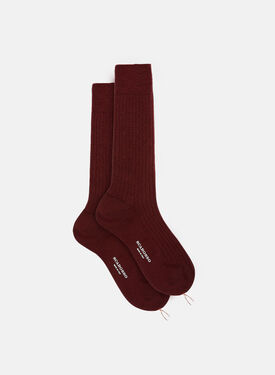 Scarosso Burgundy Wool Calf Socks Navy - Cotton CALFCOTTSOCK