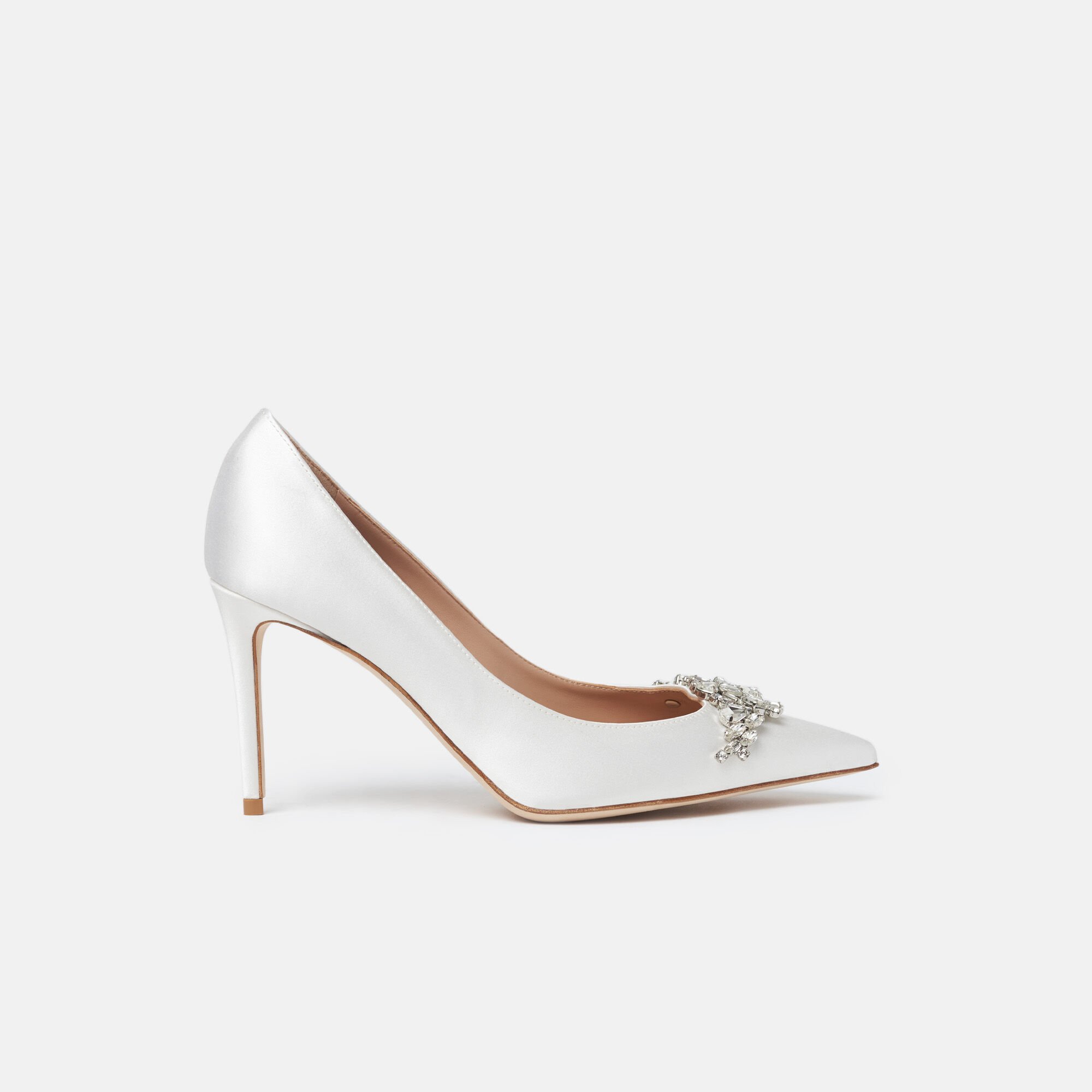 Scarosso Greta Satin Strass Blanc - Soie GRETAPUMP