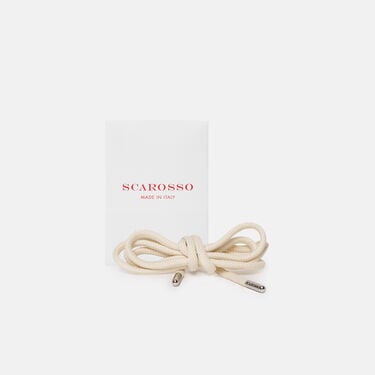 Off White Laces Scarosso: Off White - Cotton SHOEWSLACE