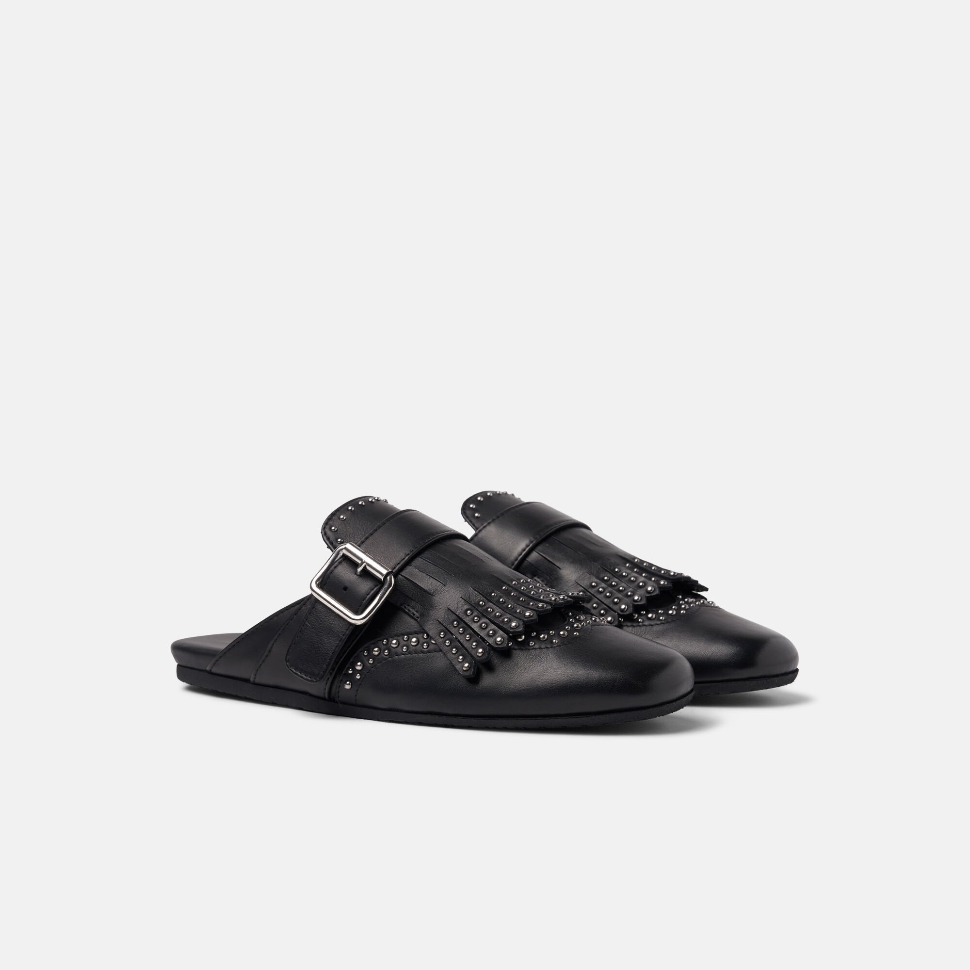 Scarosso Gaia Black Studded Black - Calf GAIAMULE