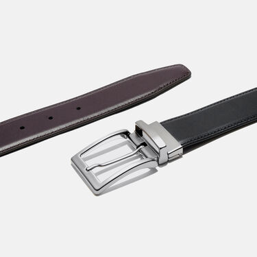 Scarosso Ceinture Réversible Lisse Noir/Marron Veau Noir REVBELT