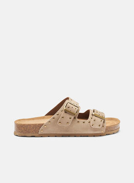 Scarosso Delilah Beige Suede Black - Calf LOHANMULE