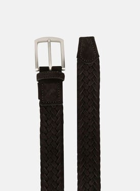 Brown Woven Suede Belt Scarosso: Brown suede BRAIDEDBELT