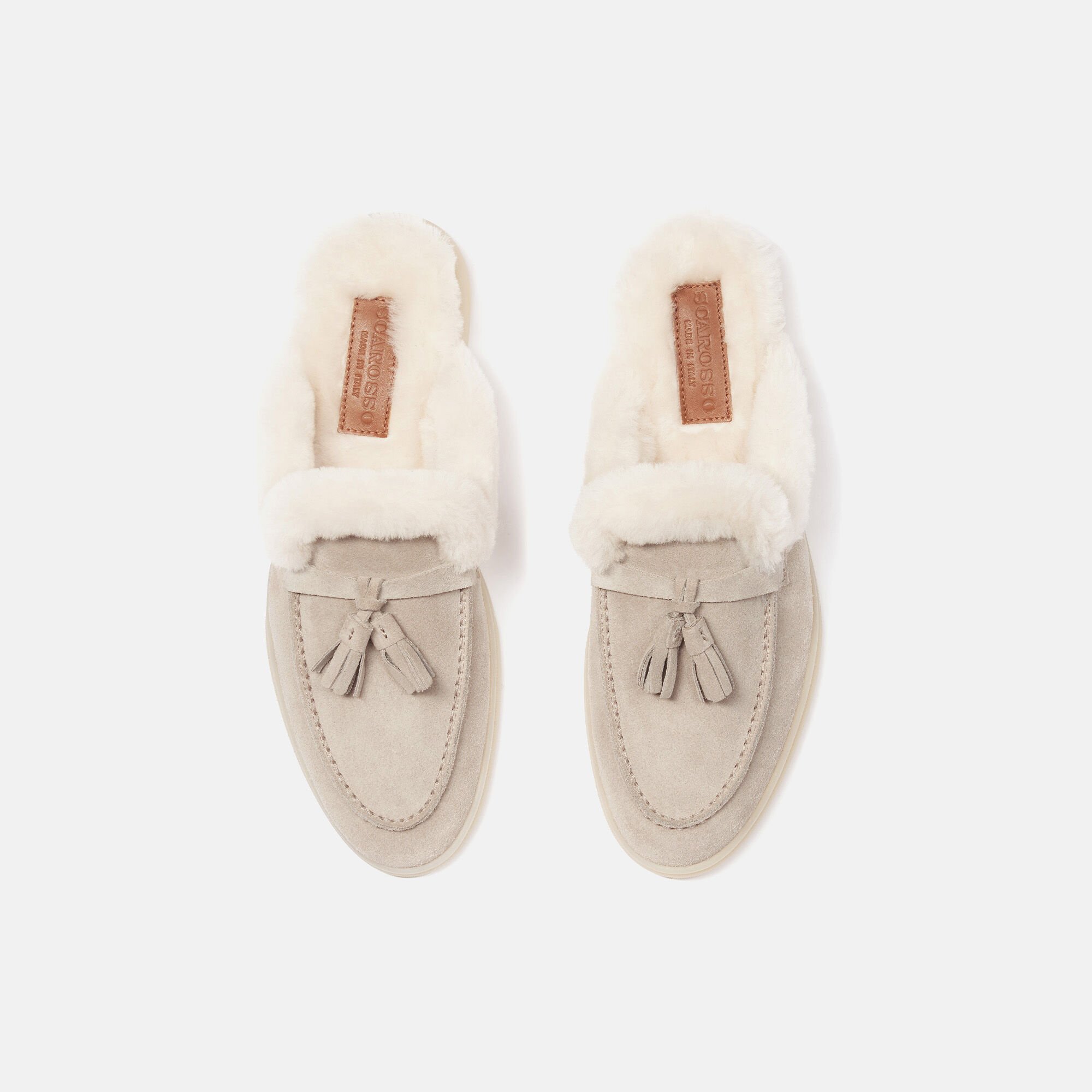 Scarosso Lucrezia Fur Sand Veloursleder Sand - Veloursleder Pelz LUCREZIAMULE