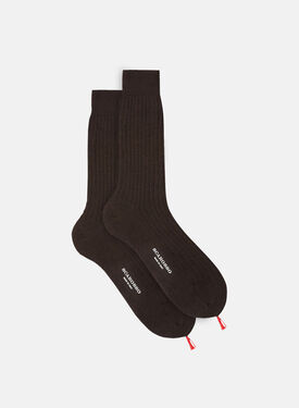Scarosso Dark Brown Cotton Calf Socks Navy - Cotton CALFCOTTSOCK