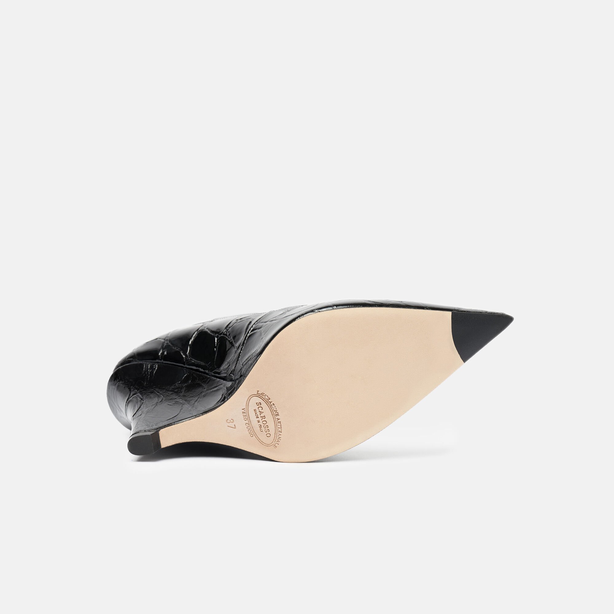 Scarosso Marta III Black Croco Black - Croco-Printed Calf MARTAIIIPUMP