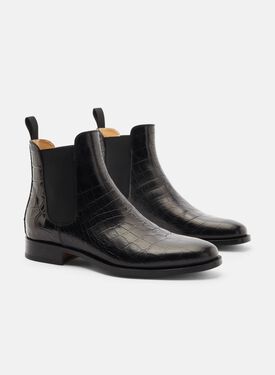 Giancarlo Black Croco Scarosso: Black - Croco-printed calf GIANCARLOCHEL