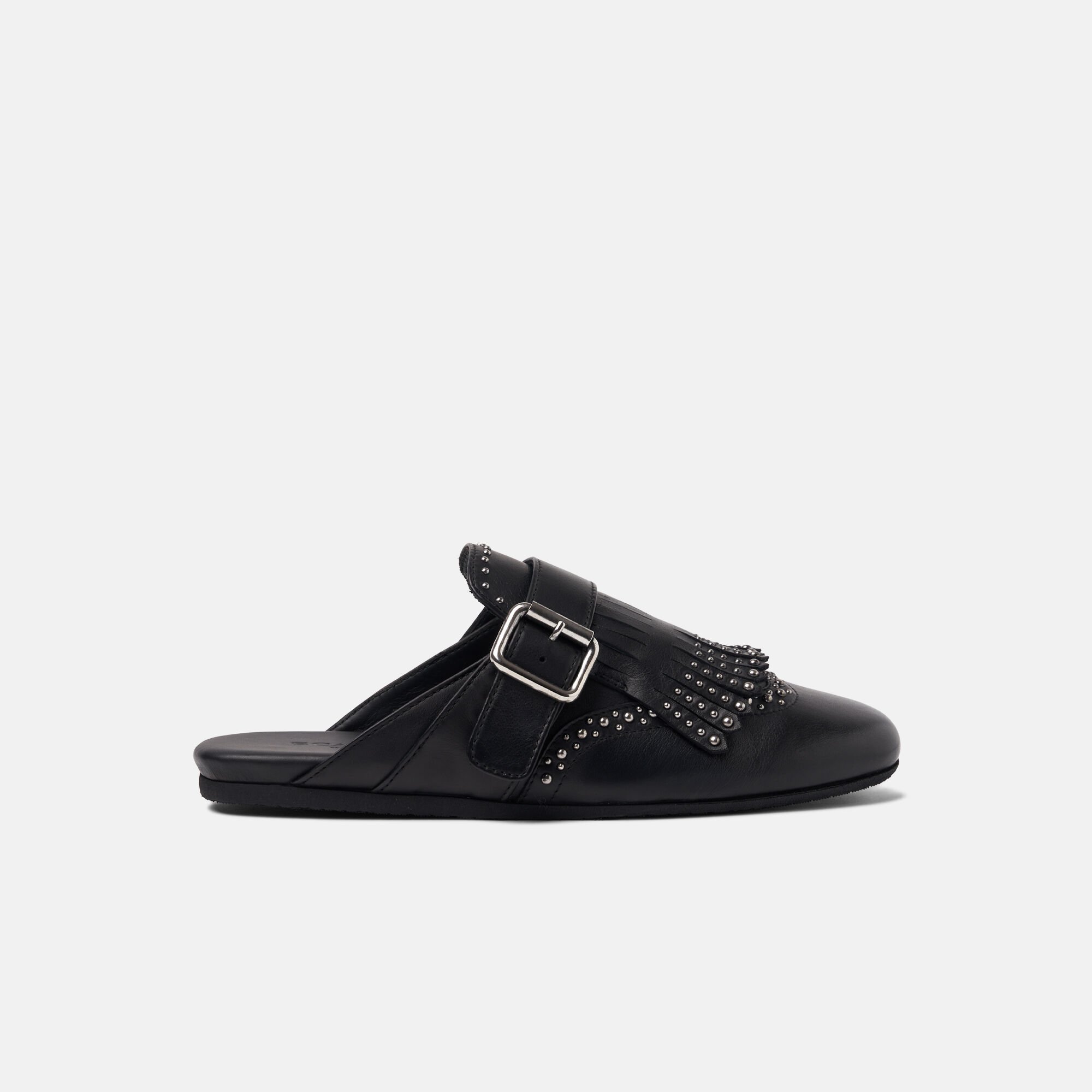 Scarosso Gaia Black Studded Black - Calf GAIAMULE
