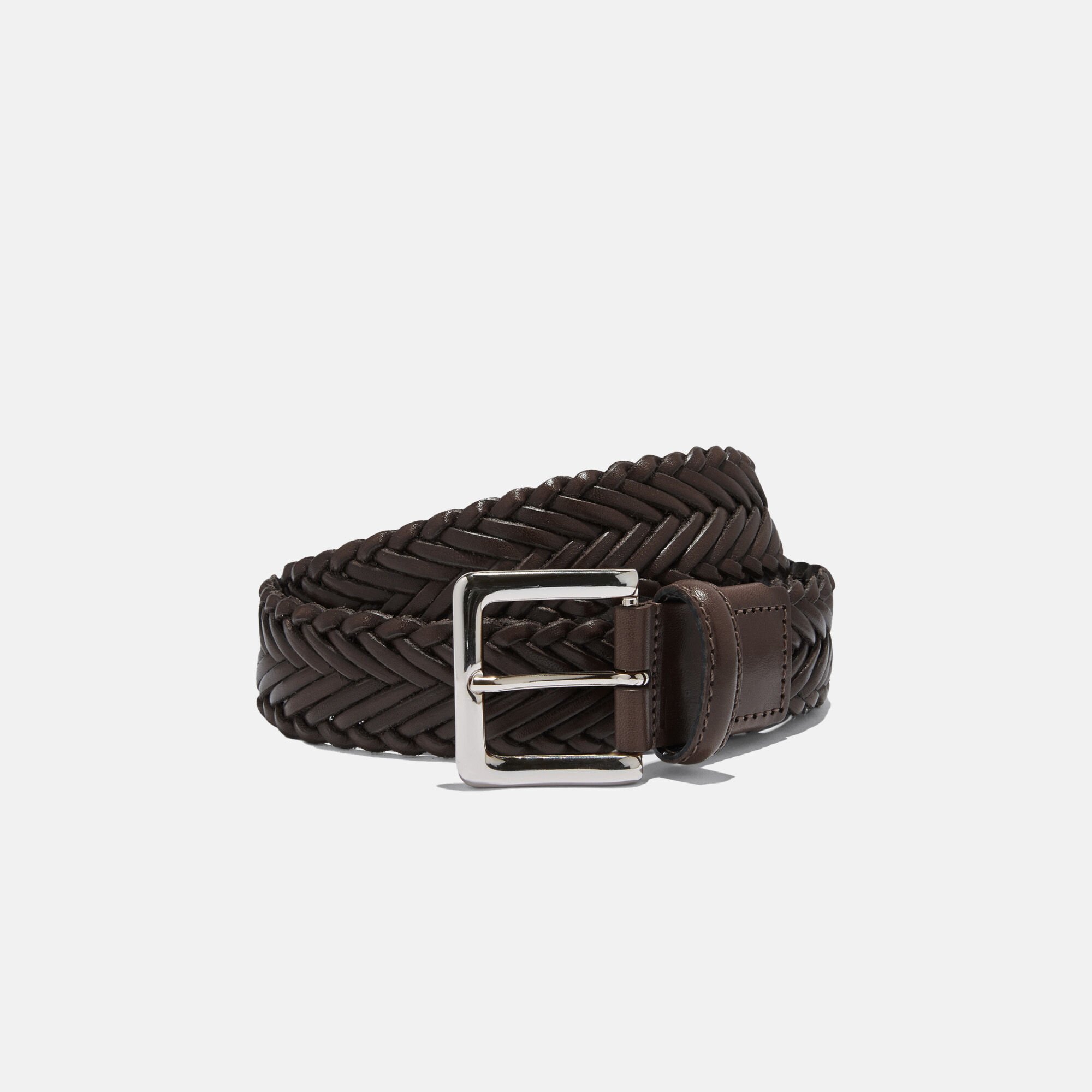 Scarosso Brown Woven Belt Brown Calf BRAIDEDBELT