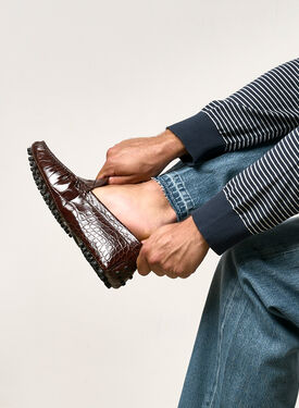 Michael Brown Croco Scarosso: Brown - Crocodile-Print Calf MICHAELDRIV