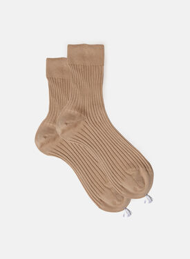 Scarosso Beige Cotton Ankle Socks Black - Cotton ANKLCOTTSOCK