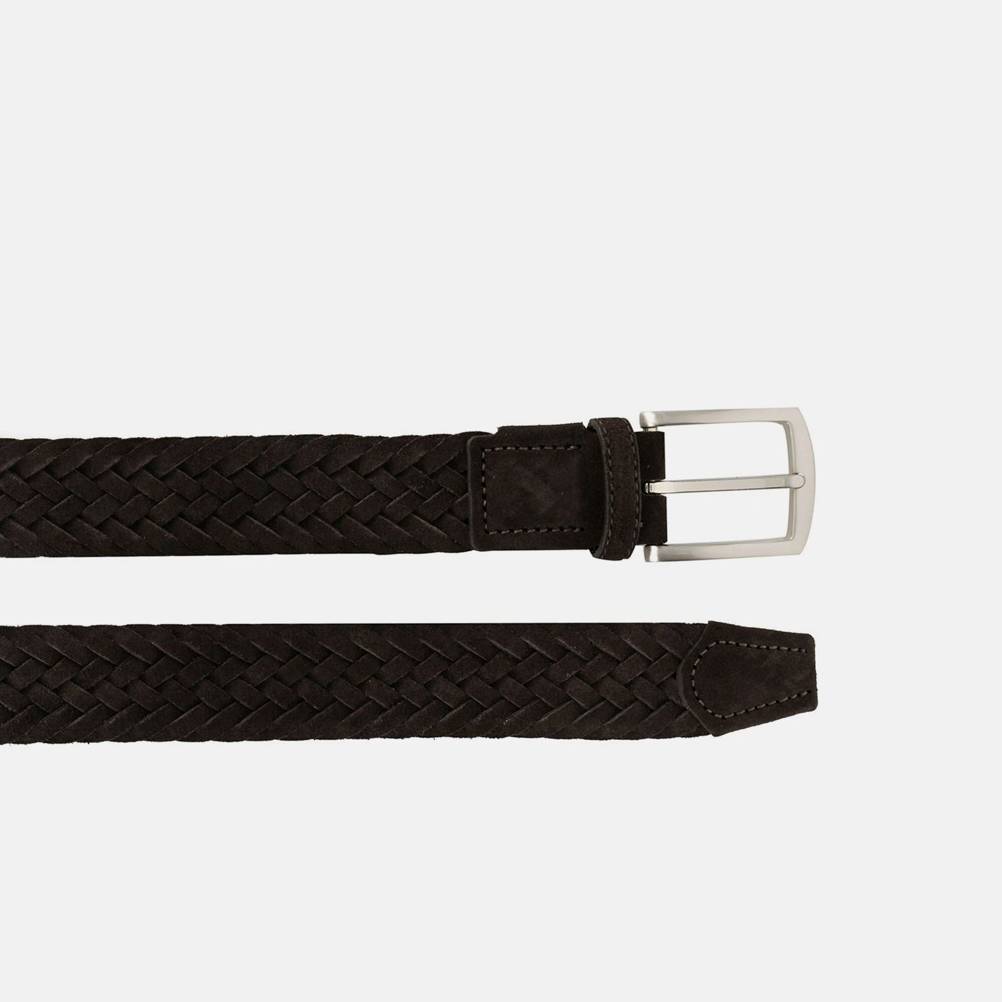 Scarosso Brown Woven Suede Belt Brown suede BRAIDEDBELT