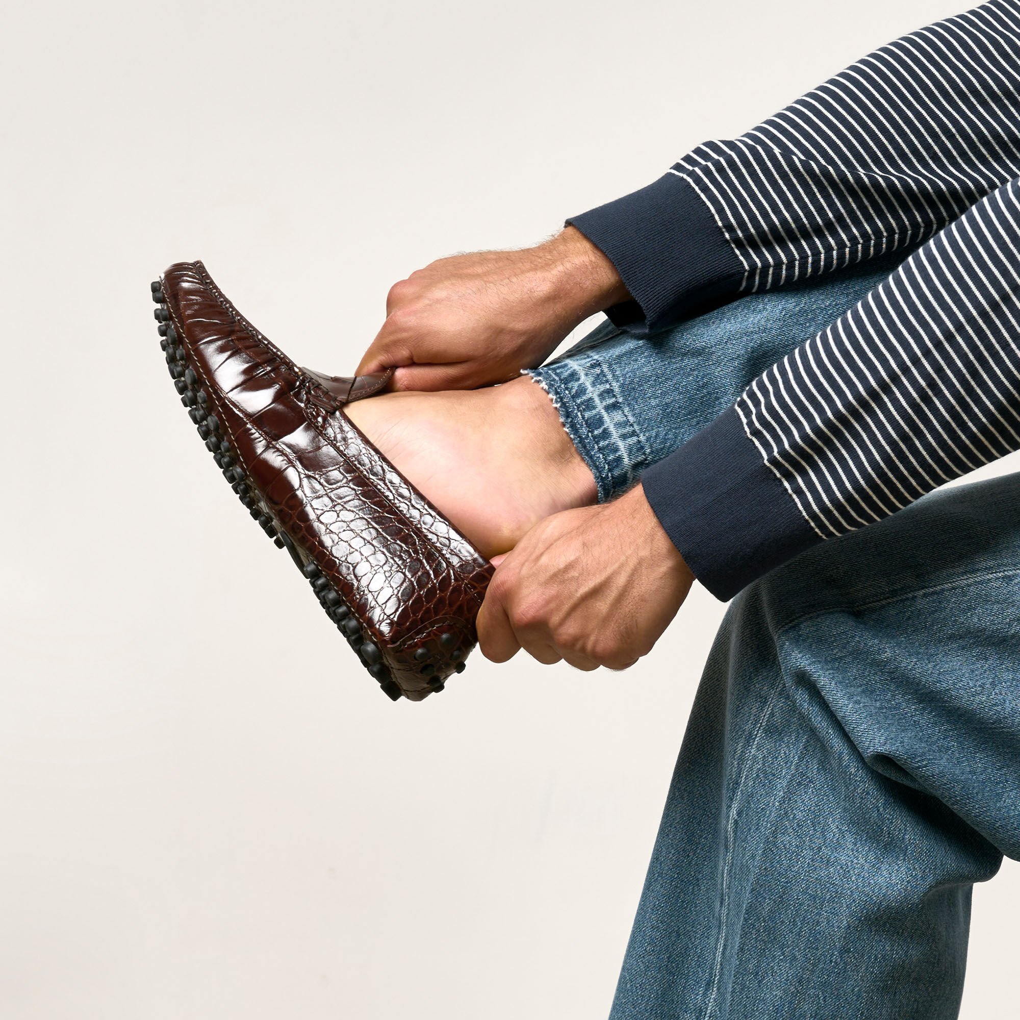 Scarosso Michael Brown Crocodile Brown - Crocodile-Print Calf MICHAELDRIV