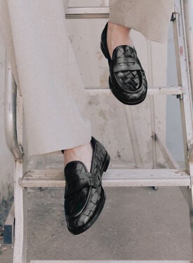 Gerald Black Woven Scarosso: Black - Calf GERALDLOAF