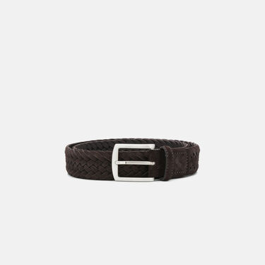 Scarosso Brown Woven Suede Belt Brown suede BRAIDEDBELT