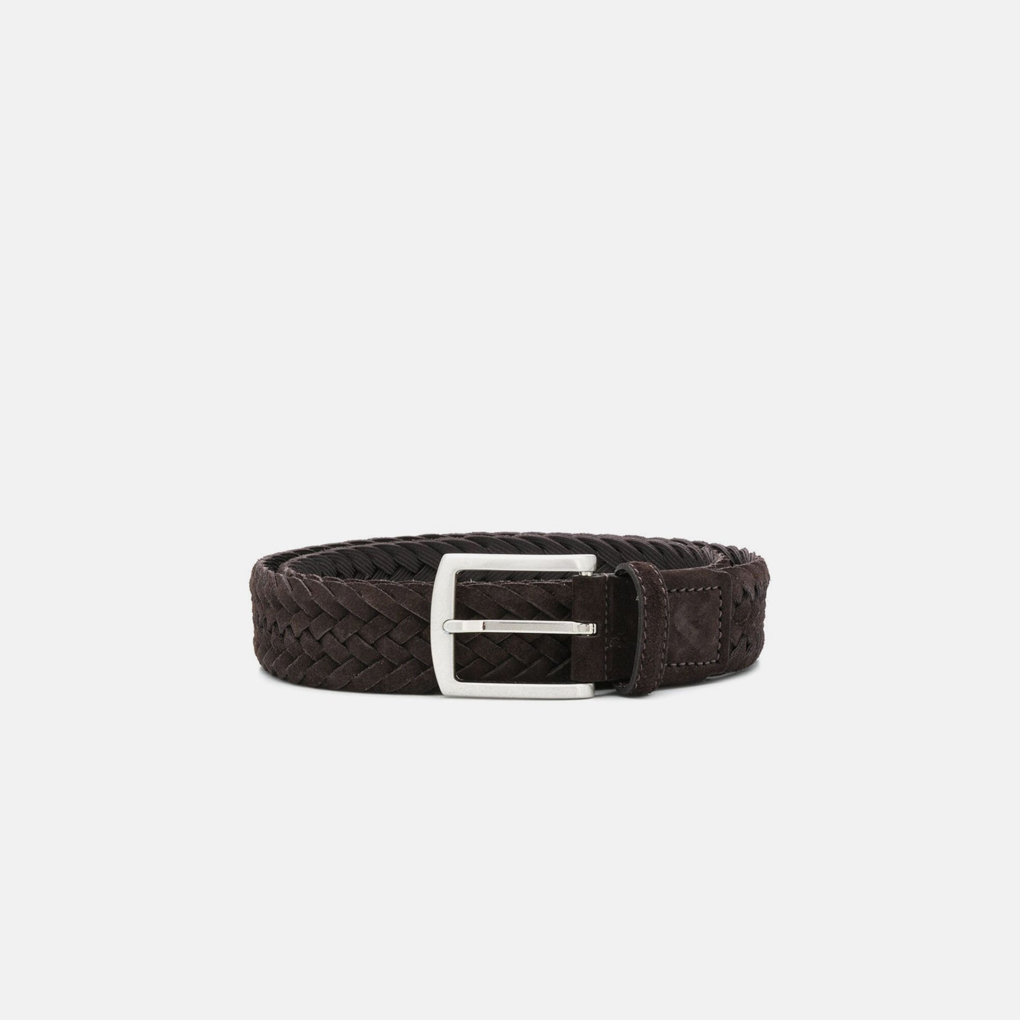 Scarosso Brown Woven Suede Belt Brown suede BRAIDEDBELT