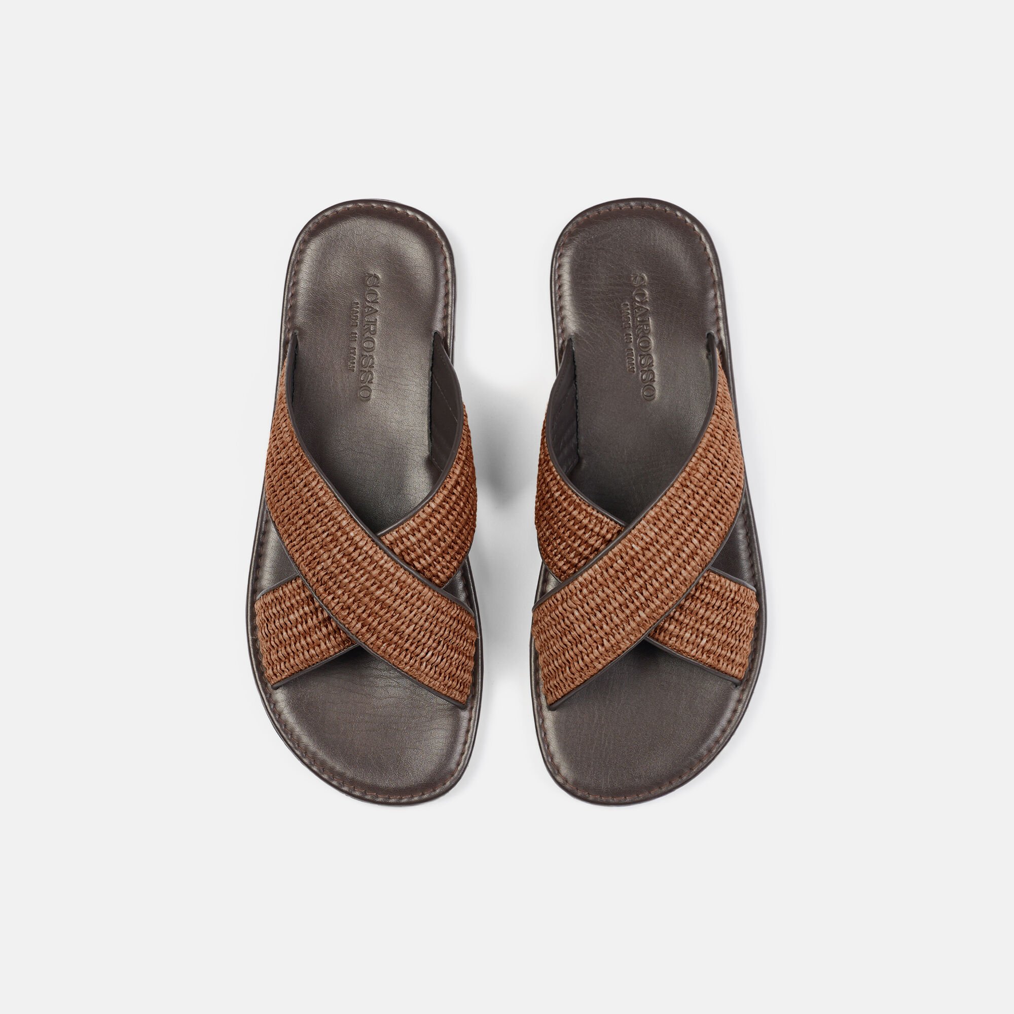 Ettore Brown Raffia Scarosso: Brown - Raffia ETTORESAND