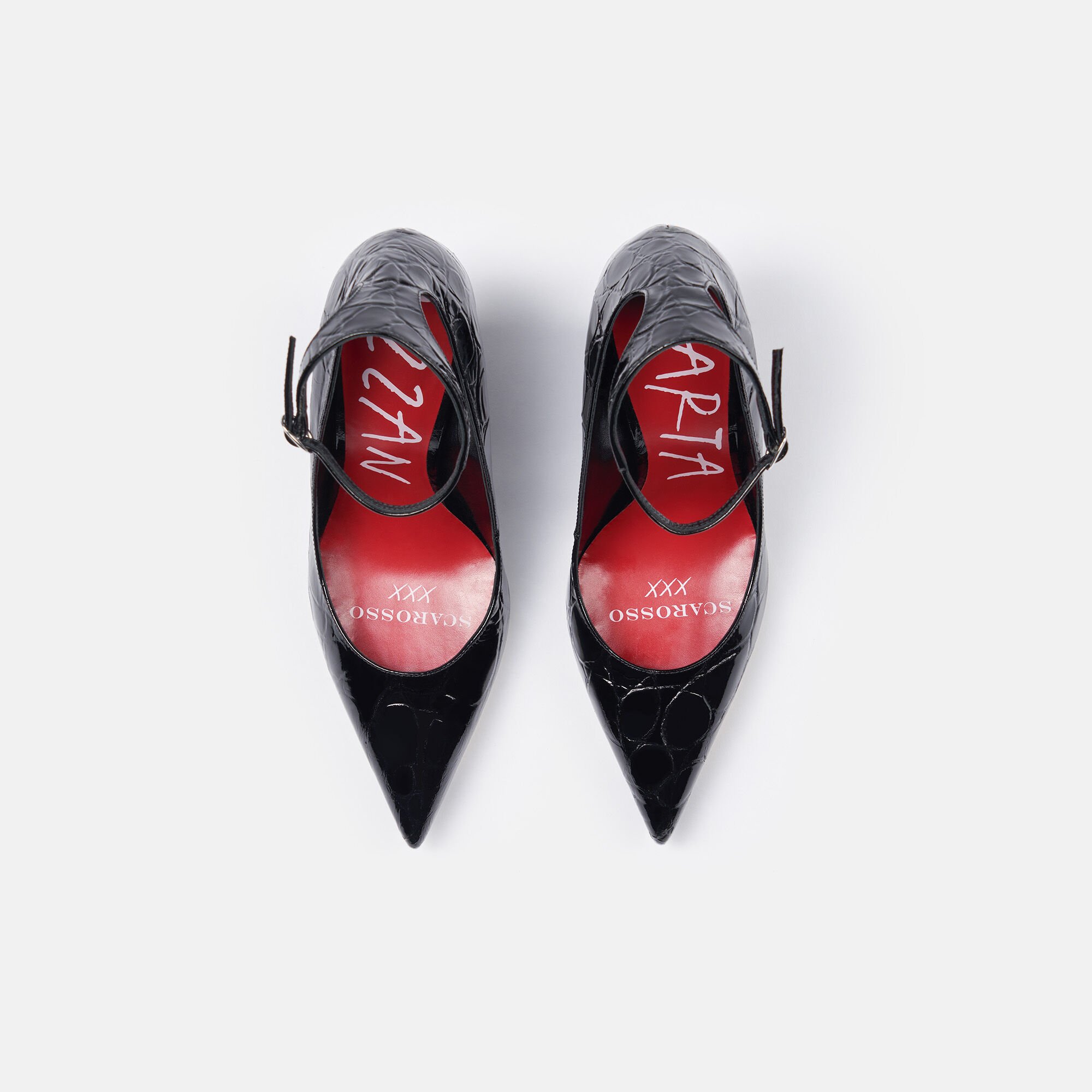Scarosso Marta III Black Croco Black - Croco-Printed Calf MARTAIIIPUMP