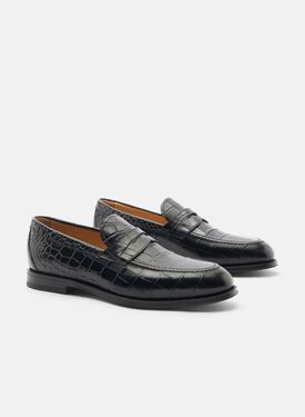 Stefano Black Croco Scarosso: Black - Croco-printed Calf STEFANOLOAF