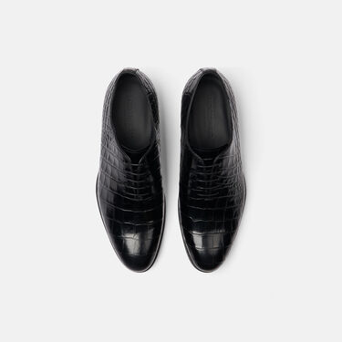 Scarosso Ignazio 黑色鳄鱼皮 黑色 - 鳄鱼纹压花小牛皮 IGNAZIOOXFO