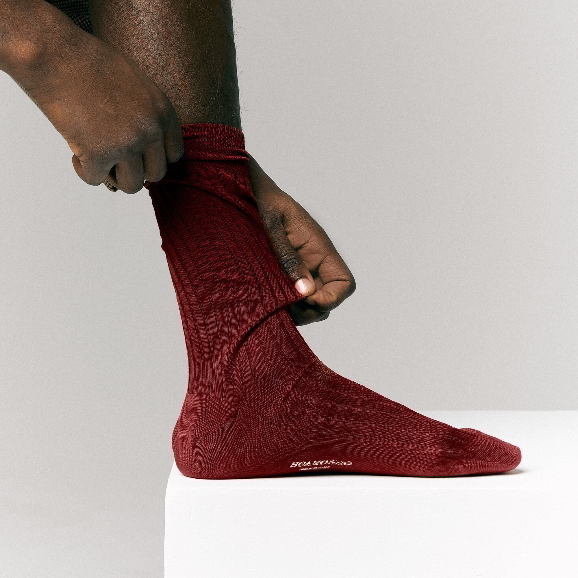 Scarosso Burgundy Cotton Calf Socks Burgundy - Cotton CALFCOTTSOCK