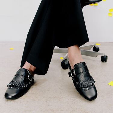 Scarosso Gaia Black Studded Black - Calf GAIAMULE