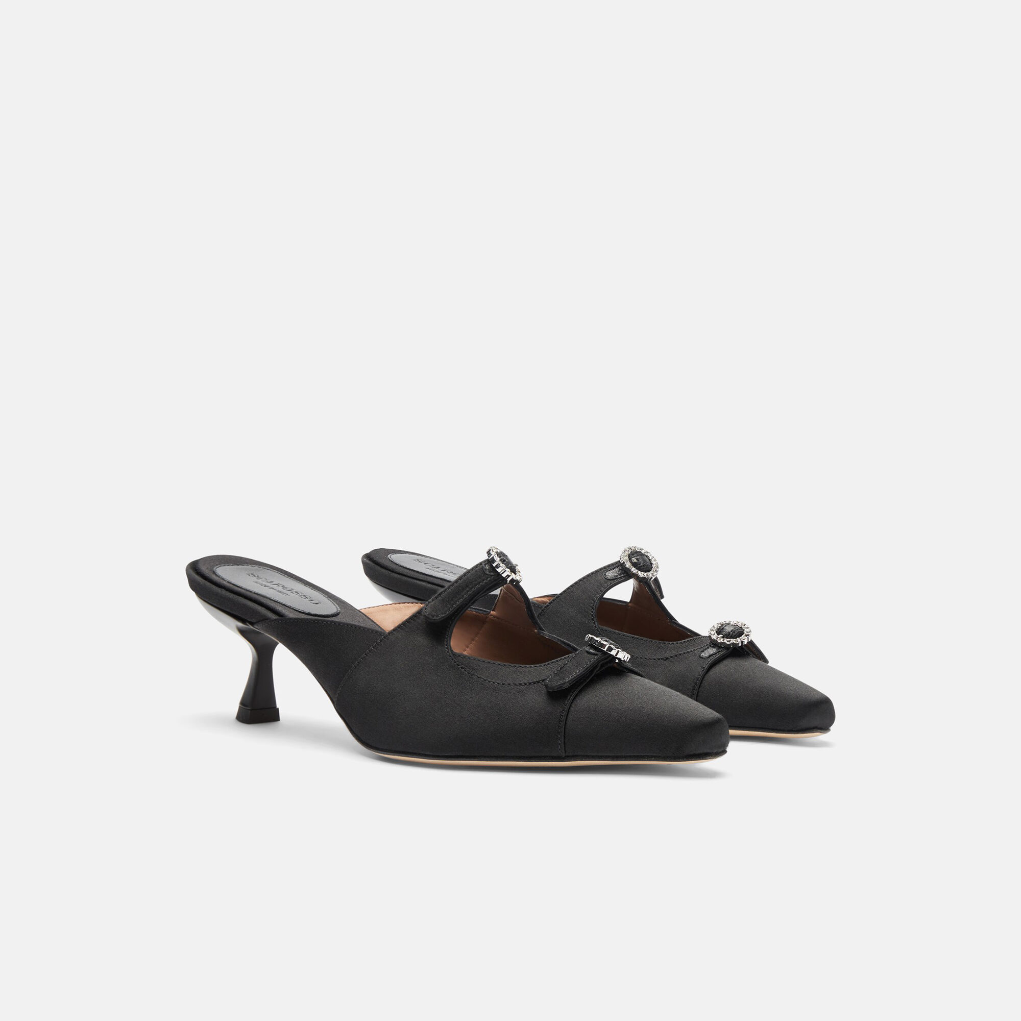 Scarosso Liz Black Black - Silk LIZMULE