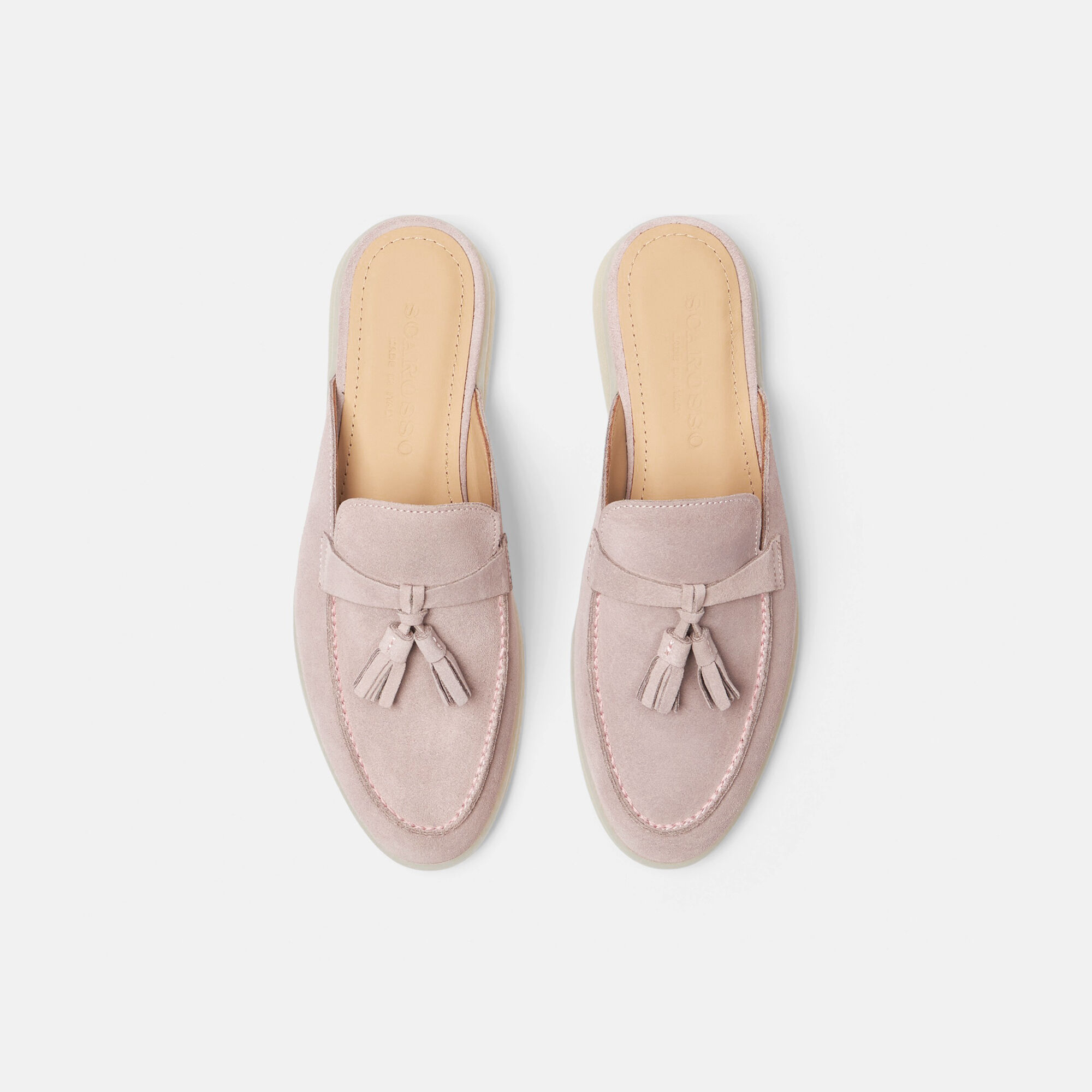 Lucrezia Pink Suede Mules for Women Scarosso