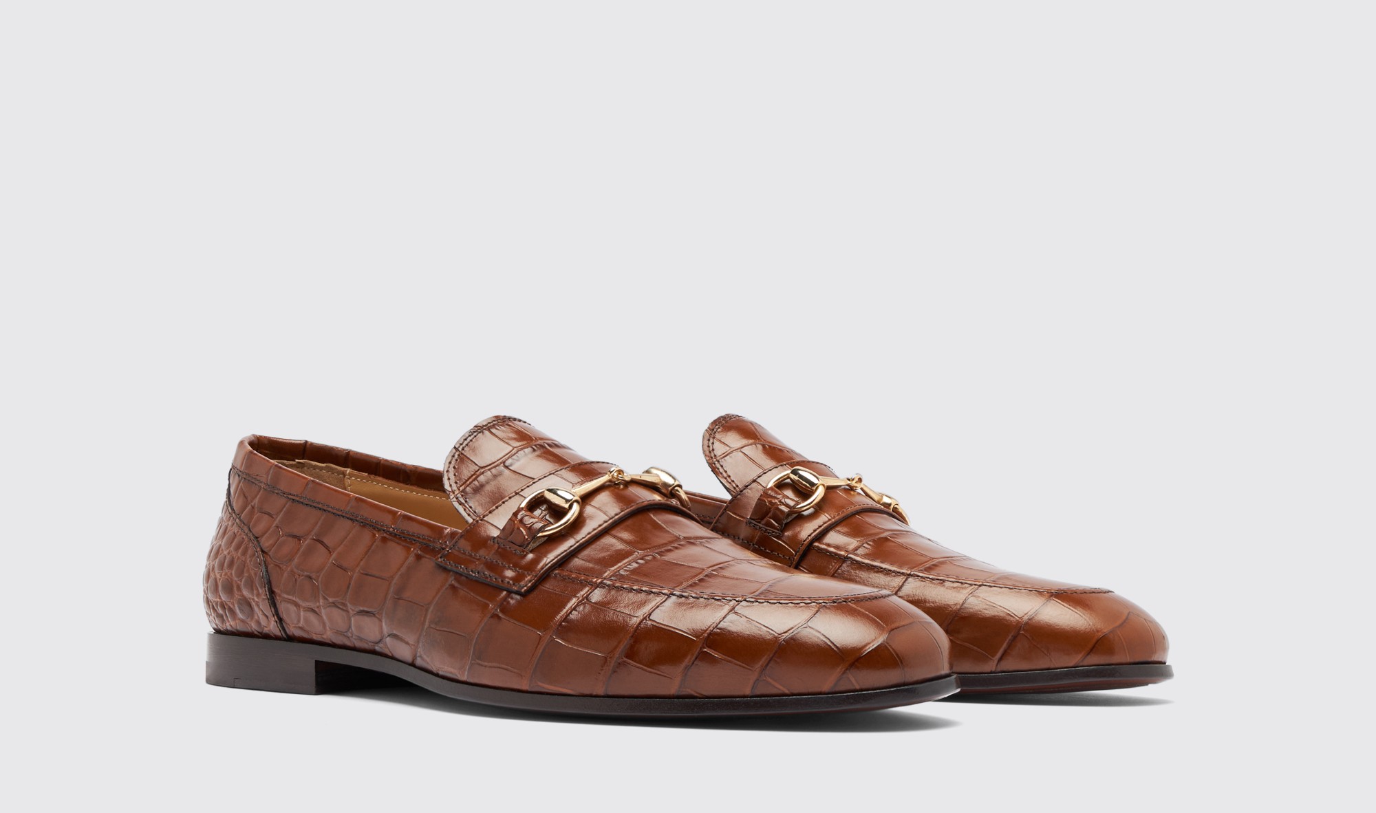 Shop Scarosso Alessandro Brown Croco - Man Loafers Brown In Brown - Croco-printed Calf