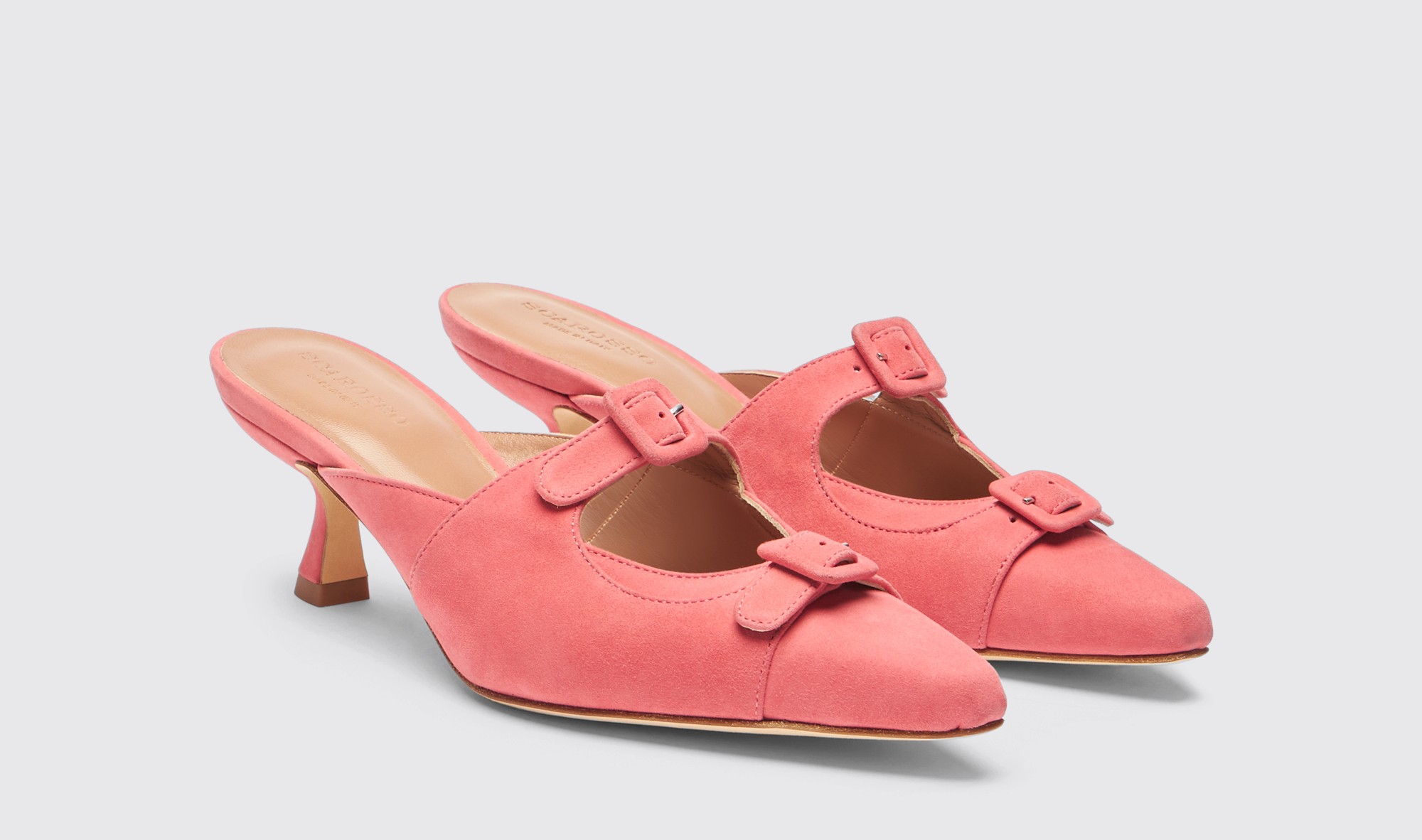 Shop Scarosso Liz Pink Suede - Woman Mules Pink In Pink - Suede