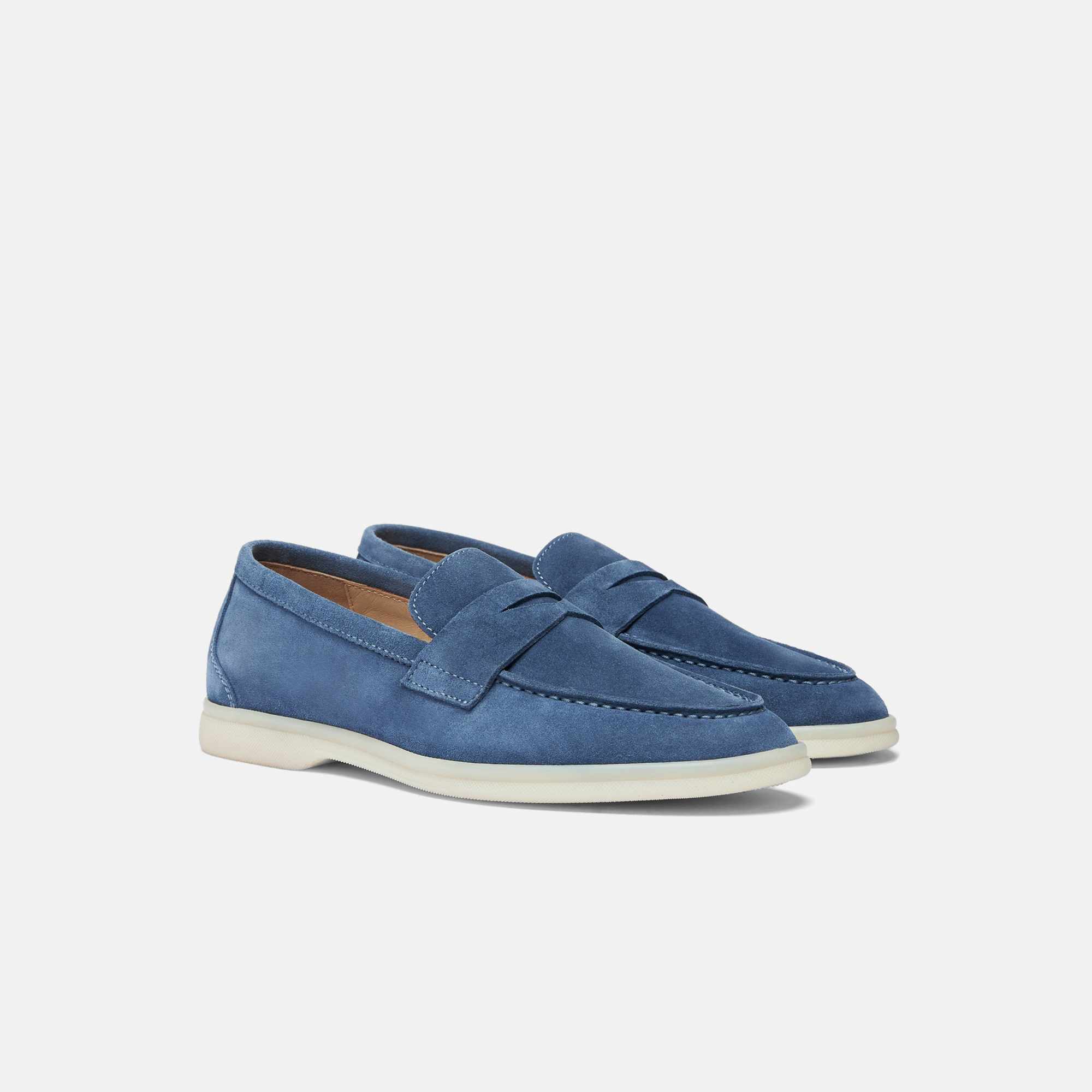 Scarosso Luciana Almond Toe Loafers In Steel - Suede