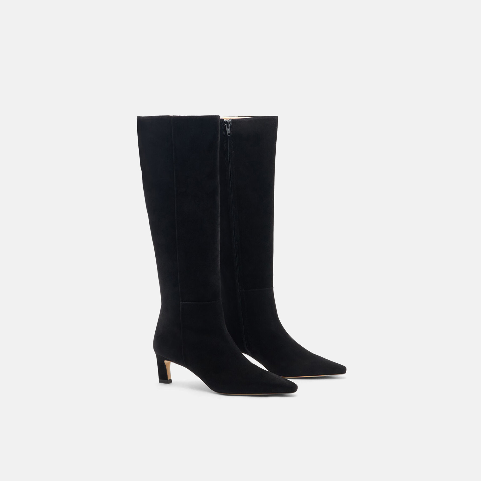 Scarosso Kira 50mm Suede Boots In Black - Suede