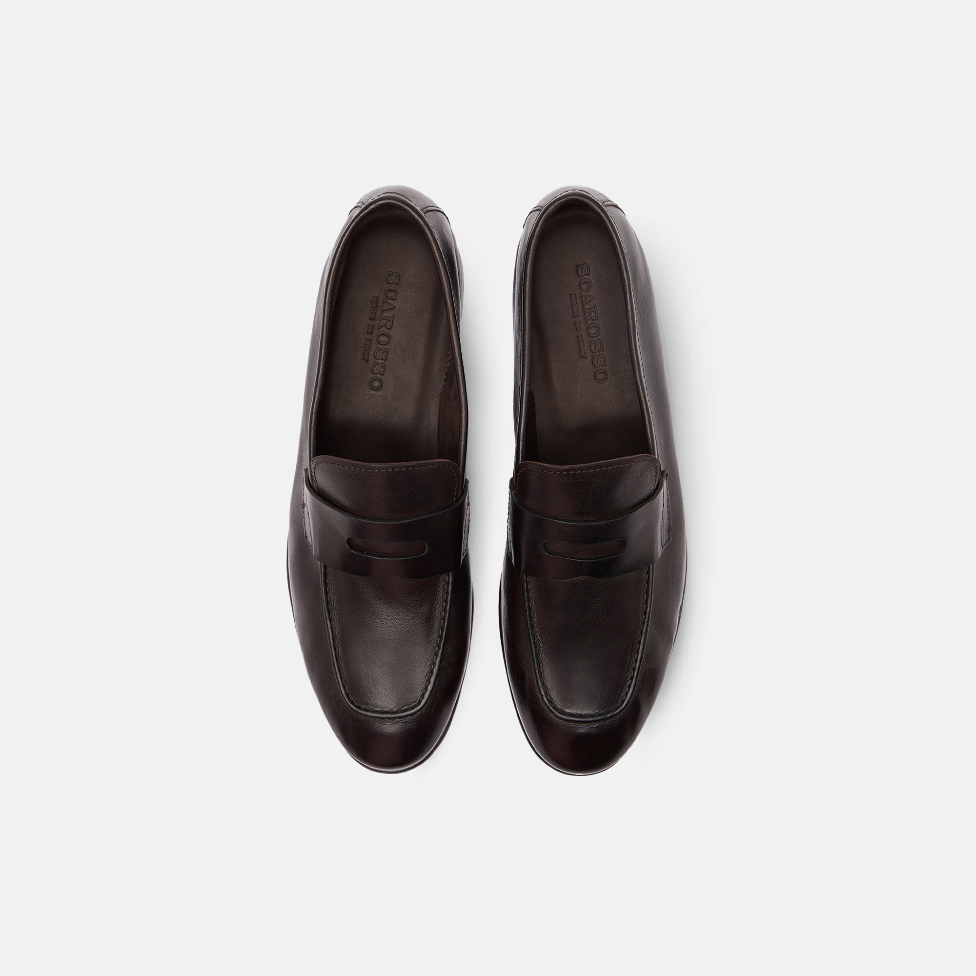 Scarosso Gregory Leather Loafers In Brown Calf Leather