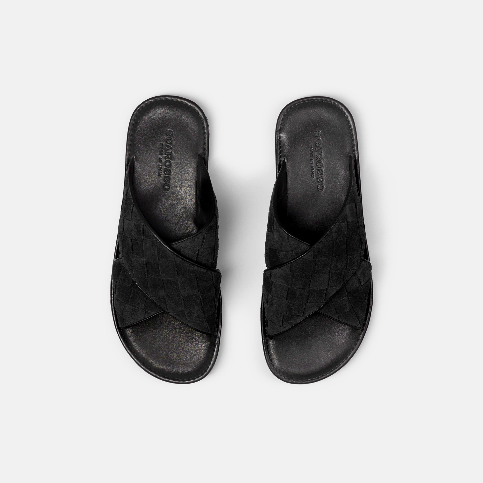 Scarosso Ettore Woven Sandals In Black
