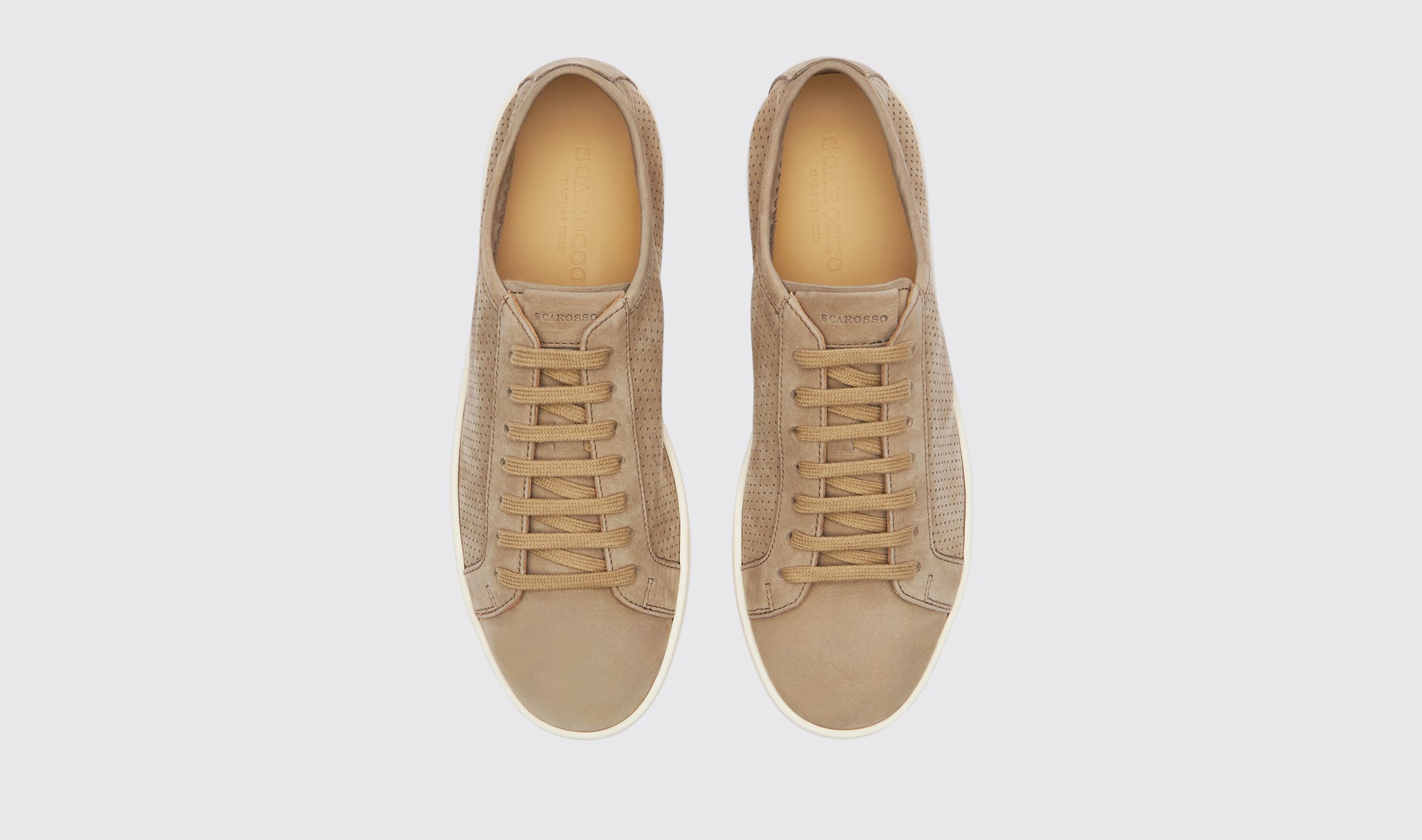 Shop Scarosso Camillo Taupe Nubuck - Man Sneakers Taupe In Taupe - Nubuck